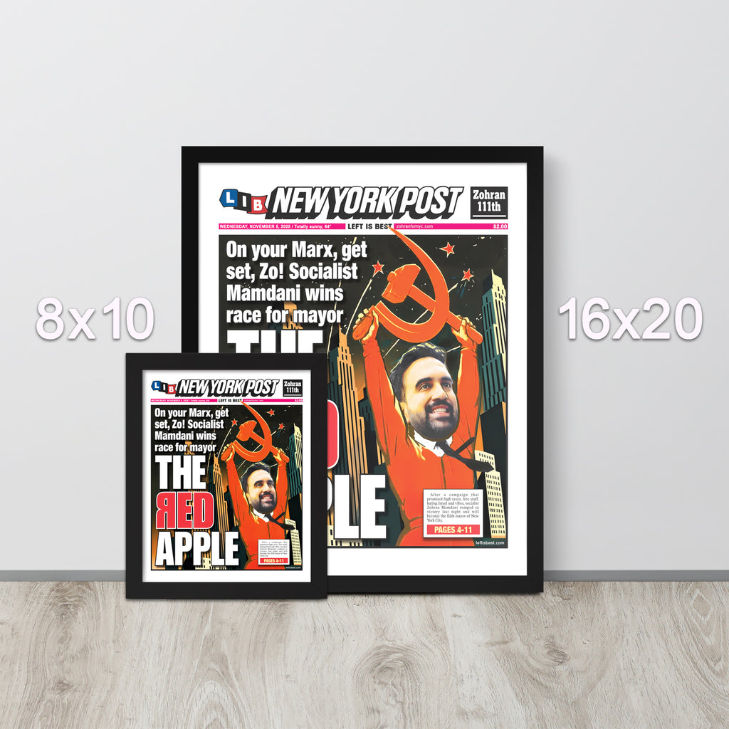 The Red Apple Mamdani Framed NY Post Cover